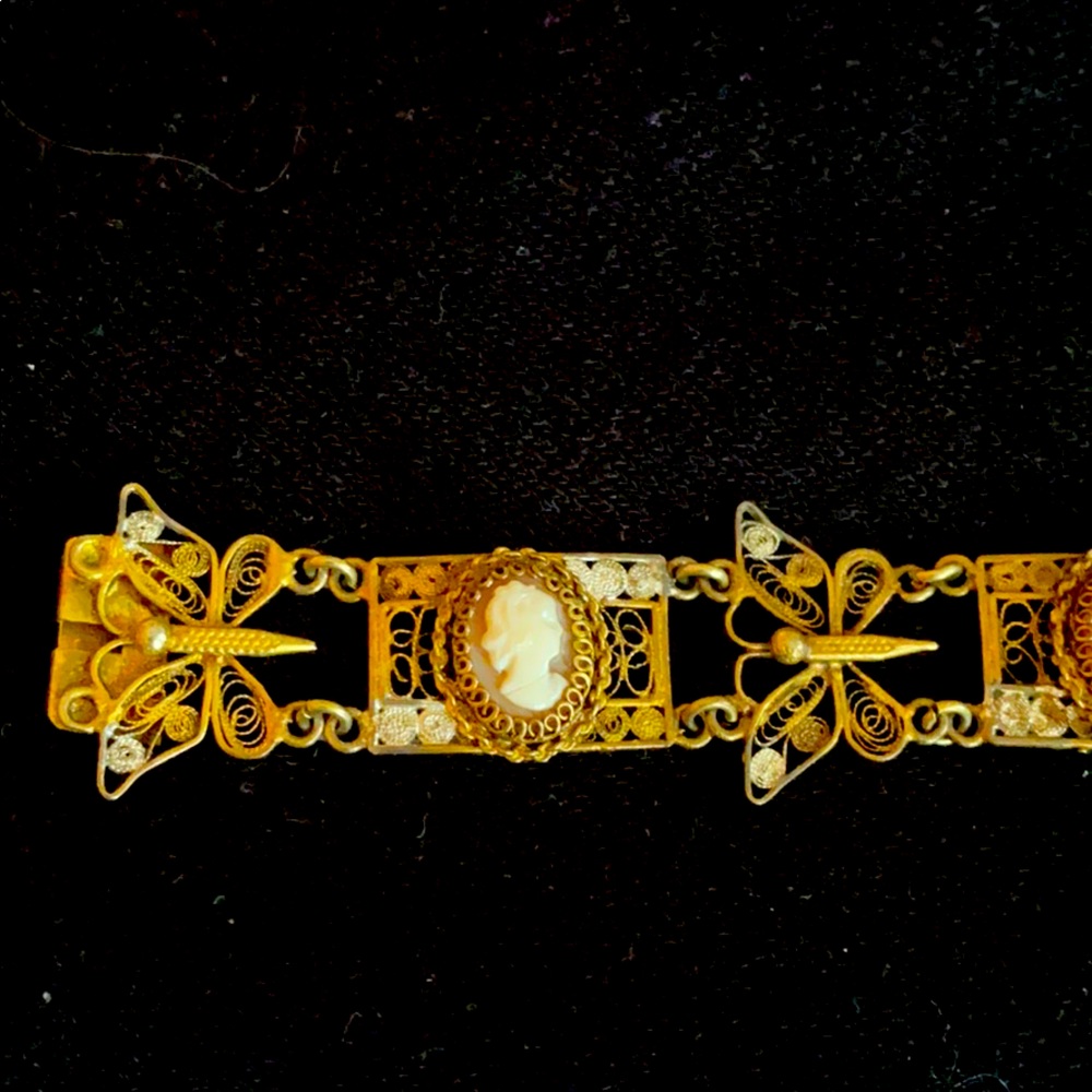 Vintage Victorian Cameo and butterfly bracelet